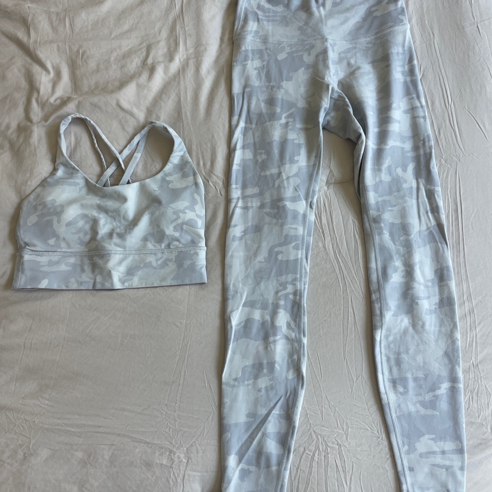 lululemon athletica Gray Camo Leggings and Sports Bra Set